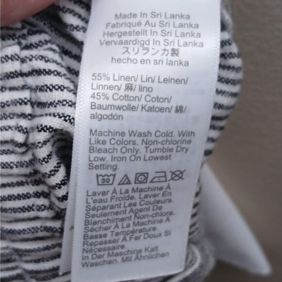 J. Crew Linen/Cotton Striped Drawstring Pinstripe Ankle Pants Black White SZ 12 - Picture 4 of 11